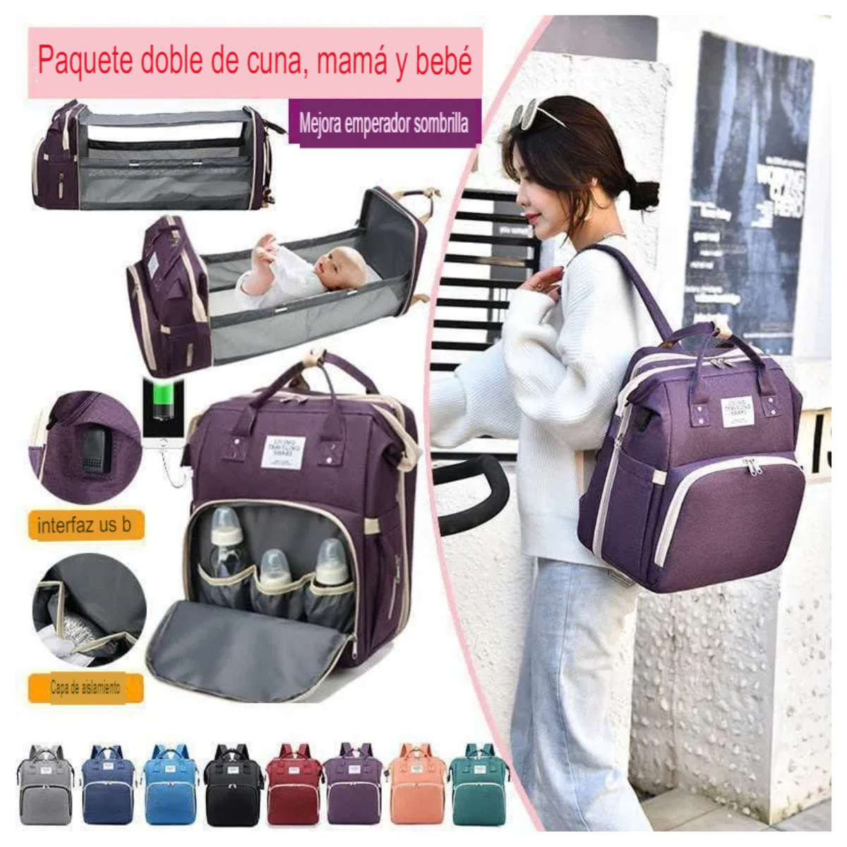 Mochila Cambiador Bebés Multifunción VitalPro